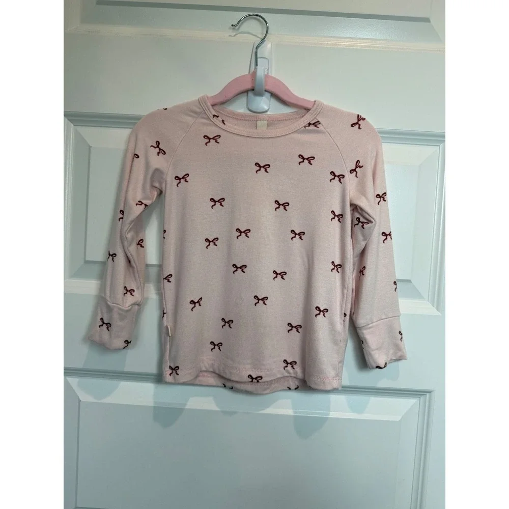28.Childhoods Clothing Pink Bow Print Long Sleeve Raglan Top Kids 3T Made in USA